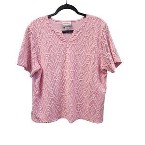 Alfred Dunner Women's PL Pink Short Sleeve Knit Top 2207